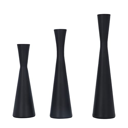 Black Candlestick Holders Taper Candle Holders Luxury Wrought Iron Retro Modern Matte Black Metal Conical Candlesticks for Wedding Decorations Dining Room Living Room Study Bar 3