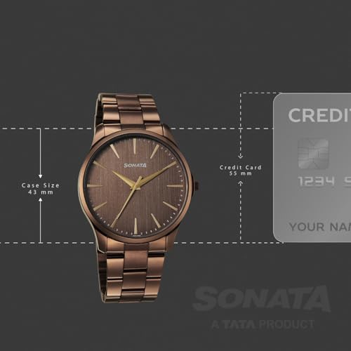 Image of Sonata Traditional Essentials Quartz Brown Round Dial Men's Watch | Analog Watch | Watches for Men Analog - 77163QM01W