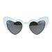 Womens Heart Shape Color Mirror Cat Eye Plastic Groovy Sunglasses White Black