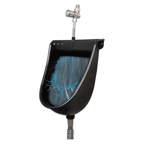 Orinal para hombres comercial, de plástico, montado en pared, sin agua, con manguera y válvula de descarga, para baños públicos, garajes y pequeños baños al aire libre (negro) miniatura 1