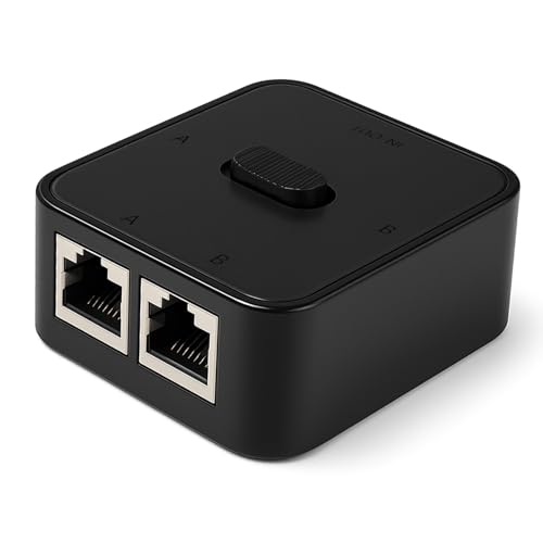 Duplicador Ethernet, Duplicador RJ45, 2 Puertos 1000Mbps Ethernet Splitter, Switch RJ45 1 a 2 sin Necesidad de Fuente de Alimentación, para Enrutadores, Ordenadores, 1 Unidad
