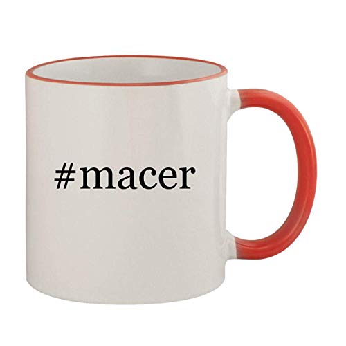 #macer - 11oz Ceramic Colored Rim & Handle Coffee Mug, Red
