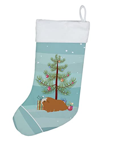 Caroline's Treasures CK4443CS Peruvian Guinea Pig Merry Christmas Christmas Stocking Fireplace Hanging Stockings Christmas Season Party Decor Family Holiday Decorations