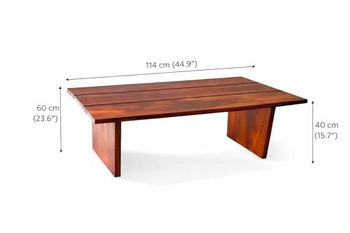 Image of Modern Sheesham Wood Coffee Table for Living Room | Wooden Center Table with Wide Top | Contemporary Tea Table Furniture for Home | Stylish Cocktail Table for Lounge & Apartment Decor | Dark Brown