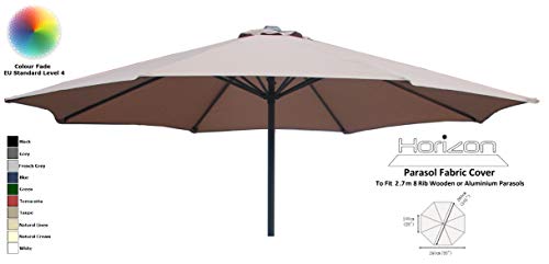 BRAND NEW 2.7M / 8 ARM REPLACEMENT PARASOL FARBRIC COVER (Taupe)