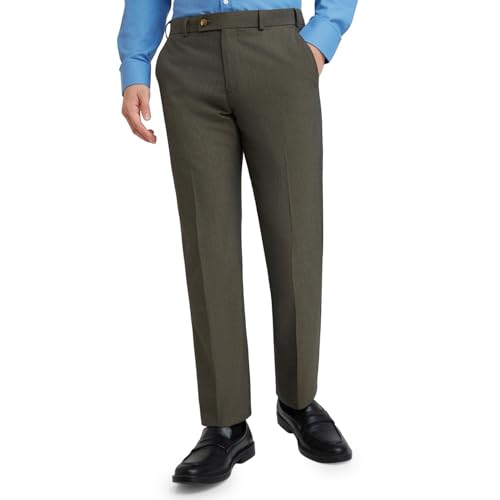 Image of Park Avenue Men's Regular Fit Mid Rise Solid Pattern Poly Viscose Blend Flat Front Formal Trouser