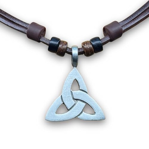 HANA LIMA Lederkette Keltenschmuck Keltischer Knoten Halskette Surferkette Metallanhänger