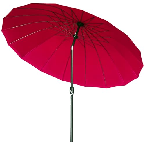 Outsunny Parasol droit parasol de jardin inclinable rond avec 18 baleines manivelle mât en métal...