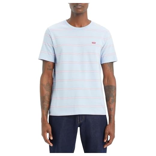 Levi's SS Original Housemark tee Camiseta, Seaside Stripe Chambray Jersey, M Hombre