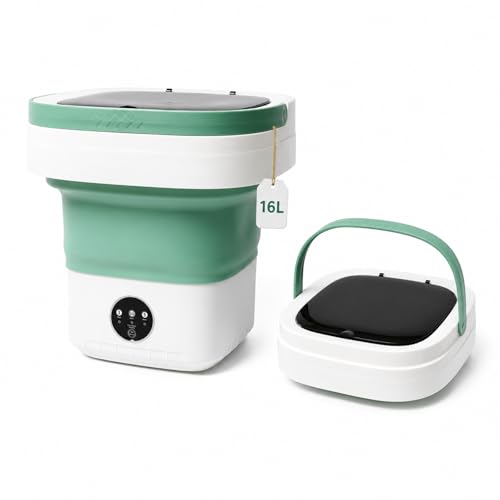 PXNTLA Mini Portable Foldable Washer - 16L Portable Washing Machine, Small Folding Washing Machine 3 Cleaning Modes for Baby Clothes/Intimate Apparel, for Travel, Home