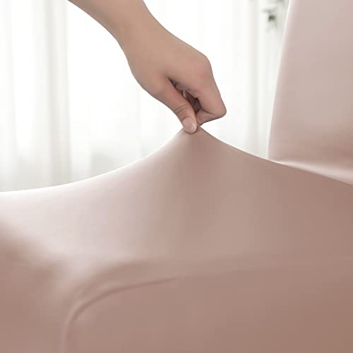 iEventStar PU Faux Leather Waterproof Stretch Dining Chair Cover Chair Protect Slipcover (Khaki, 2) - Image 2