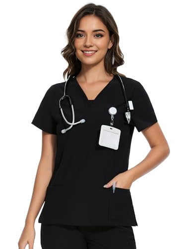 COZYFIT Scrubs for Women - V-Neck Women Scrub Tops with 3 Pockets,Soft Stretch
