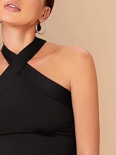 Floerns Women's Solid Criss Cross Halter Top Sleeveless Tee Shirt4