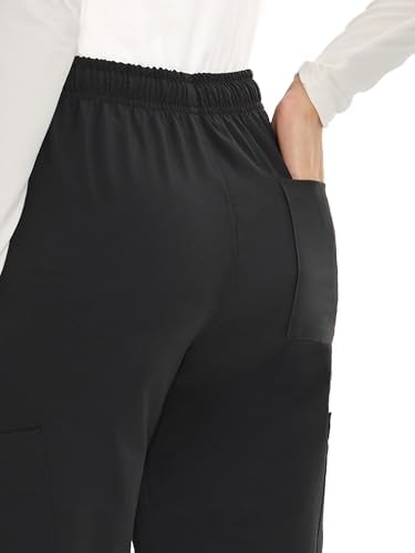 Scrubs for Women Set Medical Uniform - V-Neck Top & Straight Leg Pants with 9 Pockets, Wrinkle-Resistant Unisex Workwear, Black, M - 5