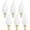 E12 Dimmable Candelabra Bulb 2700k Warm White Candle Light Bulb 40 Watt Small Base Frosted Chandelier Led Bulb E12 Bulbs 4W for Chandelier,Ceiling Fan,400lm,6 Pack