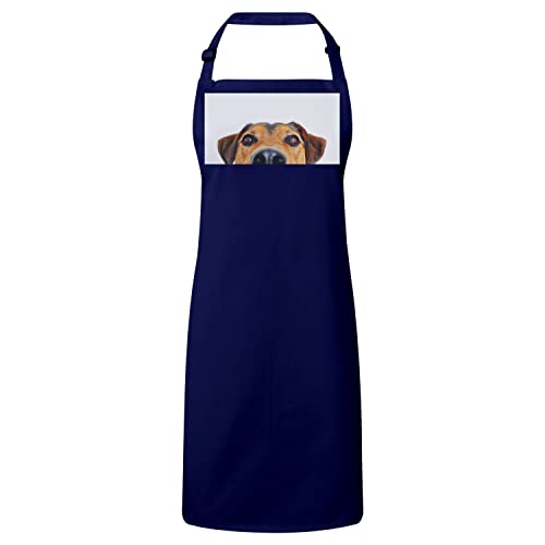 Tablier cuisine premium navy basset marron mignon pour cuisiner proprement