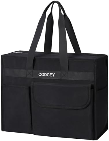 Large Utility Tote Bag with Reinforced Bottom, Waterproof Multi Pockets Beach Tote Bag for Travel, Work, School