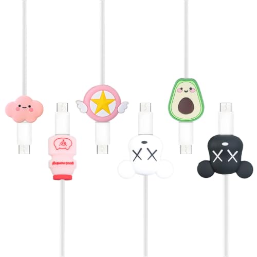 JEYORZY 6 unidades protetor cabo carregador - 8 peças protetores de cabo de animais, protetor de cabo de mordida de animais bonitos teste de quebra de cabo de carregamento protetores de conexão para