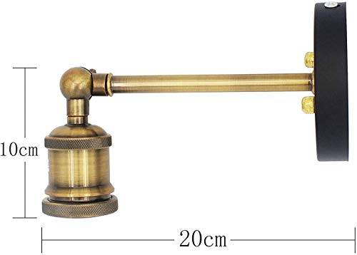 Vintage Wall Lights Loft Metal Retro Industrial Sconce Wall Lamp Adjustable Brass Finished Copper Head with E27 Socket for House, Bar, Restaurants, Coffee Shop (86-265V, Bulbs not Included)