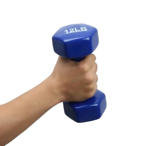 Image of Amazon Basics Vinyl 12 Pound Dumbbells - Set of 2, Blue