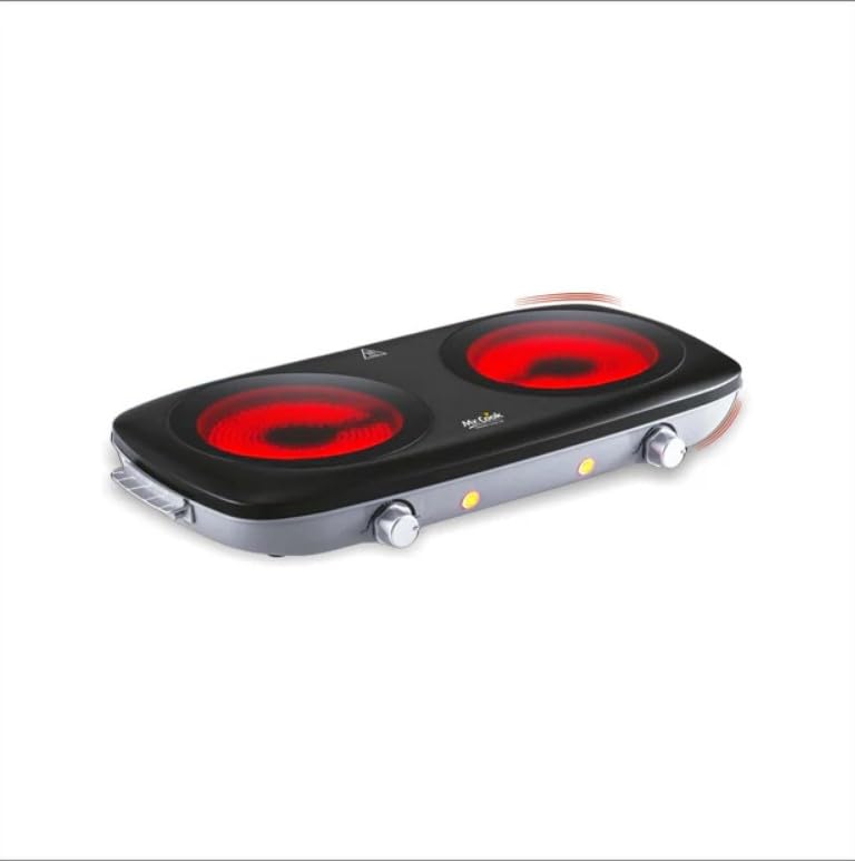 Image of Double Burner Electric Cooktop 2500W | Portable Infrared Cooker with 2 Heating Plates | Adjustable Temperature Control | Energy Efficient Hot Plate for Home & Kitchen