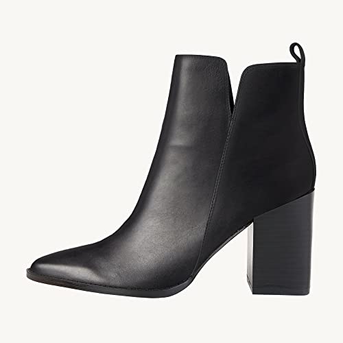 Juliet Holy Women's V Cut Ankle Boots Pointed Toe Stacked Chunky Heel Side Zipper Leather Cutout Western Booties2