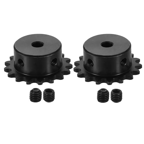 uxcell 2 Pcs #25 Chain Roller Sprocket 6mm Bore, 17 Tooth C45 Carbon Steel ANSI #25 Roller Sprocket Round Hole with Set Screws for ISO 04C Chain