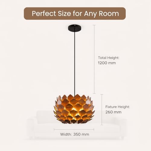Image of Wood Pinecone Pendant Lamp | Wooden Ceiling Lamp, Wooden Hanging Lamp, Handicrafted, Home Decor Chandelier Light for leaving room