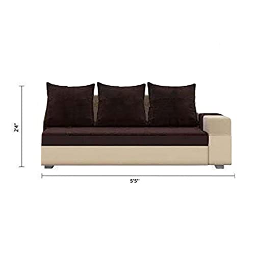 Image of Torque Christie L Shape 8 Seater Sofa Set for Living Room with Centre Table Puffies Left Side-Brown | Fabric Sofa 8 Seater L Shape | 8 Seat Sofas for Home Office