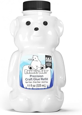 Bearly Art Precision Craft Glue 11fl oz Refill - Dries Clear - Wrinkle Resistant - Flexible and Crack Resistant - Strong Hold Designed Tough - Made in USA