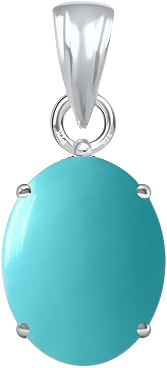 Natural Turquoise/Firoza 5.25 Ratti or 5 Carat Astrological Certified Gemstone bis Hallmark 925 Sterling Silver Pendant for Men & Women -fba2525