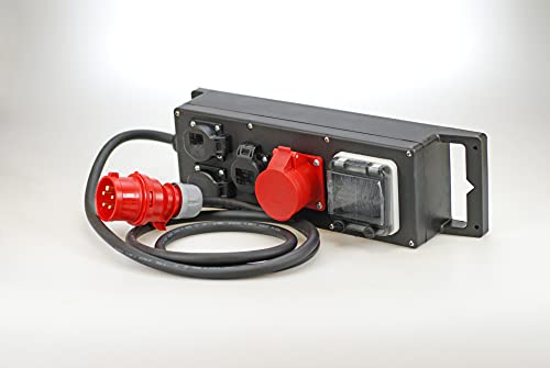 Ehmann PROFI Verteilerblock mit RCD-Schalter, Made in Germany, 4 Ausgänge (1x CEE 16A, / 3x 230V~), 2m Netzkabel H07RN-F 5G 2,5mm², IP54, K2, BGI-GUV-I608