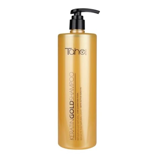 Tahe Keratin Gold Champú con Keratina Pura y Oro Líquido con Aporte Extra de Suavidad y Volumen, 800 ml