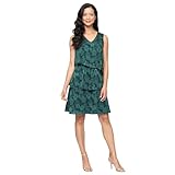 S.L. Fashions Women's Short Sleeveless Burnout Chiffon Asymmetric Tier Dress, Wedding Guest, Party, Casual