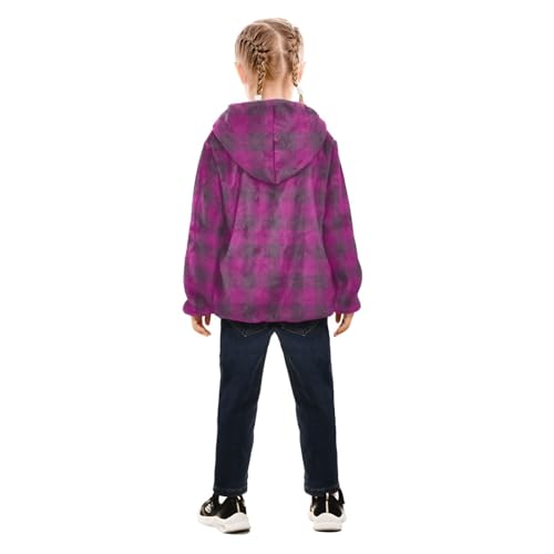 GuoChe Violet Buffalo Plaid Tartan Check Scotland Halloween Toddler Girl Fleece Jacket4