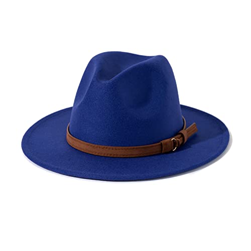Image of Lisianthus Men & Women Vintage Wide Brim Fedora Hat | Classic Belt Buckle Decor, Adjustable Drawstring, Inner Breathable Sweatband, Timeless Style, Ideal for Travel & Daily