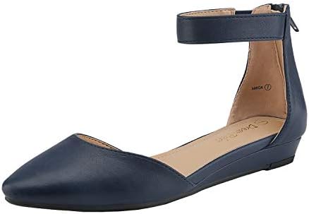 DREAM PAIRS Women’s Low Wedge Ankle Strap Flats