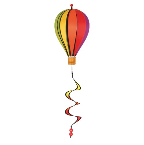 Hot Air Balloon Hanging Garden Spinner 12" - Vibrant Rainbow