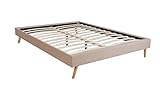 Lit double Lit BOREA 140x190 tissu + 1 sommier / Beige