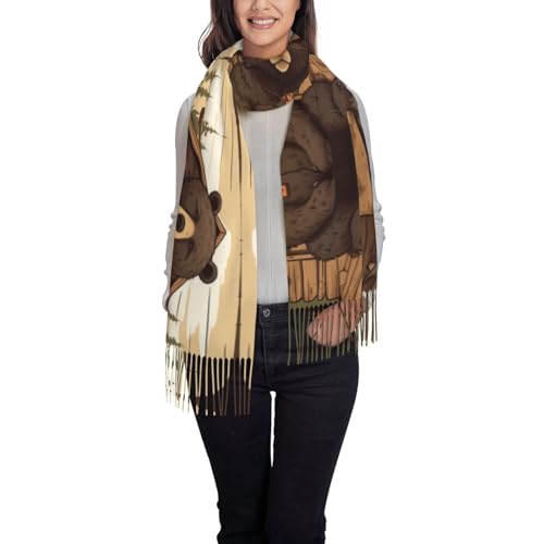 Écharpe rustique à pompons Noir - Longue étoffe luxe toucher cachemire