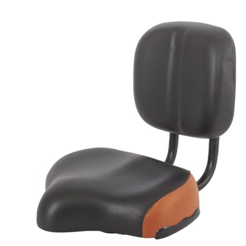 YQW自転車用シート 背もたれ付き 特大サイズ 快適 交換用 ソフト 三輪車 マウンテンバイク 通勤バイク 電動自転車用 (ブラック+ブラウン)