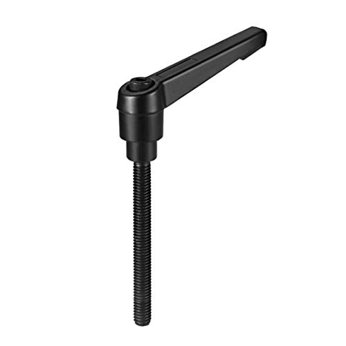 Image of sourcing map M6 x 50mm Handle Adjustable Clamping Lever Thread Push Button Ratchet Male Threaded Stud Knobs Quick Release Screw Handles Bolts with Locking Lever Black