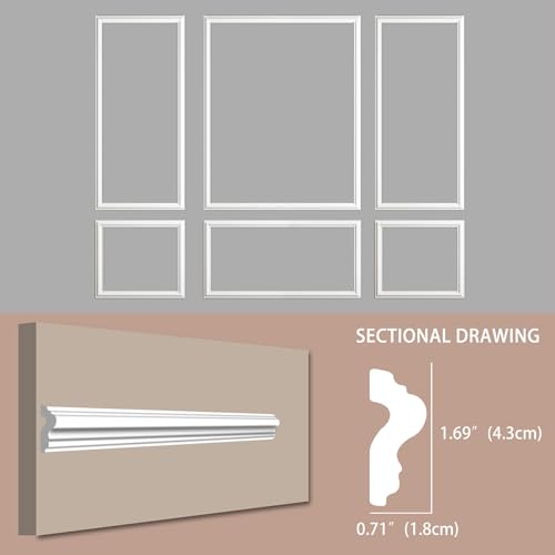 Gaahing 6 Sets Premade Accent Wall Molding Kit, Pre-Cut Wainscoting Panels, Ready to Assemble Chair Rail Moulding for Interior Decoration - Image 3
