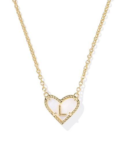 Kendra Scott Womens Heart Letter L Short Pendant Necklace Gold Ivory Mother Of Pearl One Size One Size