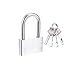 Lamondre Cadenas 50 mm Cadenas à 4 clés, Boîtier en Acier Trempé,Longue Anse Diamètre 8 mm,Exterieur Cadenas pour Casier,Garage,Clôture,Jardin