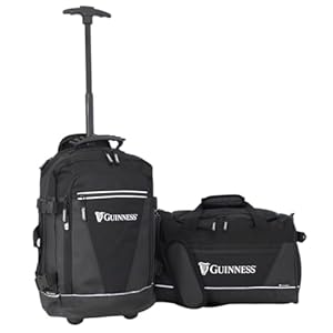 Guinness Ryanair Cabin Bag Bundle – 3-in-1 Wheeled Holdall & Underseat Cabin 40x25x20cm | Flight Approved Carry On Luggage Set for Ryanair, easyJet & Jet2 | Official Travel Bags