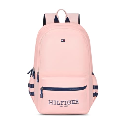 Image of Tommy Hilfiger High School & College Backpack Ridge | Large Capacity New York Print Student Bag with Vislon Zip | 3 Compartments | Extra Utility Pouch & Rain Cover | 38L Capacity