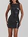 Zebaexf Women's Faux PU Leather Bodycon Mini Dress - Sexy Boatneck Tank Style - Mini Evening Bodycon Black S