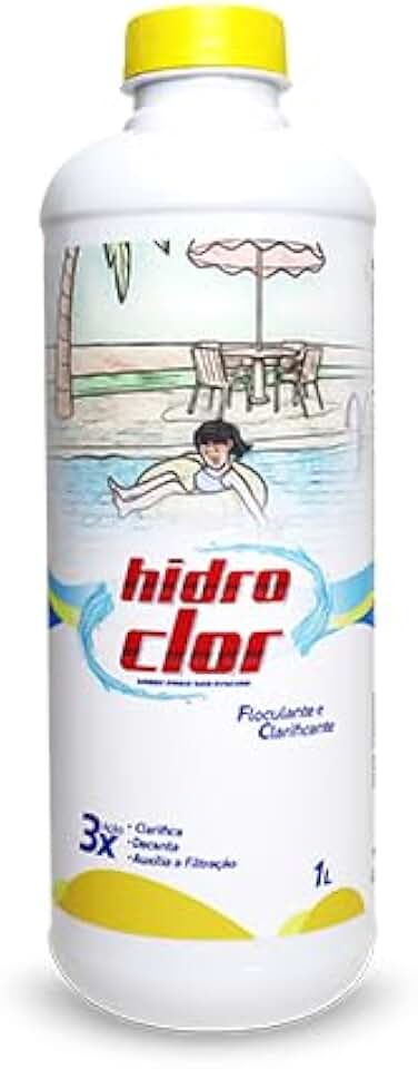 FLOCULANTE E CLARIFICANTE HIDROCLOR 1L para Piscina, Tratamento de Água, Tripla Ação, Concentração 32%, Líquido