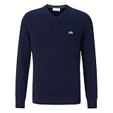 Cocodrilo bordado Lacoste Jersey de punto para hombre AH2183, cuello en V, corte regular, Azul marino (166)., XS